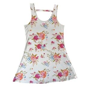 Mudd Pullover Floral Summer Dress Womens Size Large White Multicolor Stretch